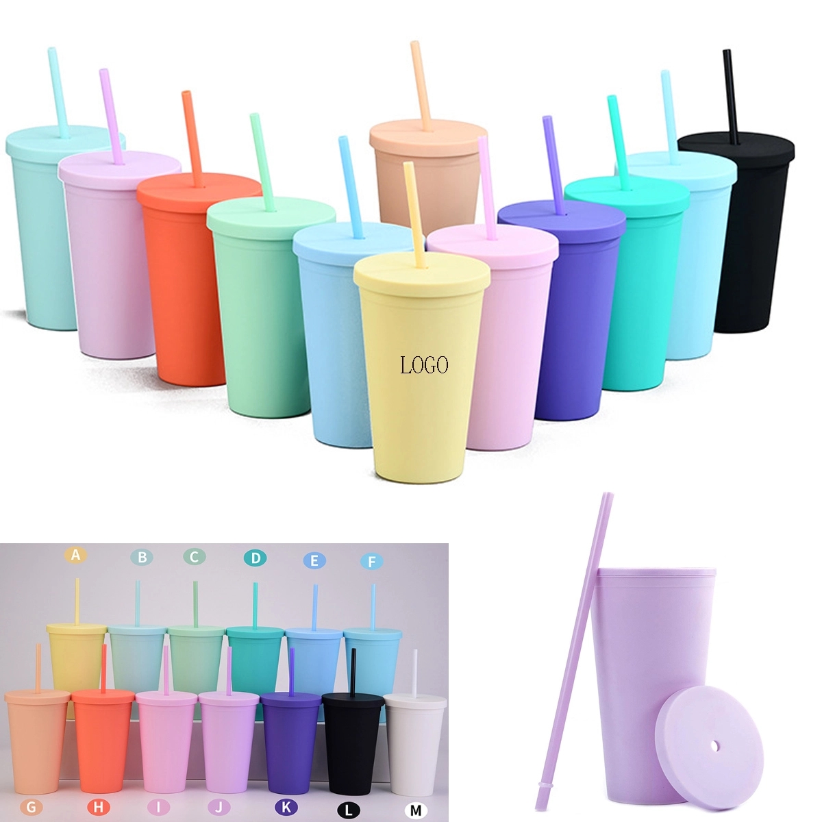 22Oz Pastel Colored Acrylic Cups With Lids And Straws 1