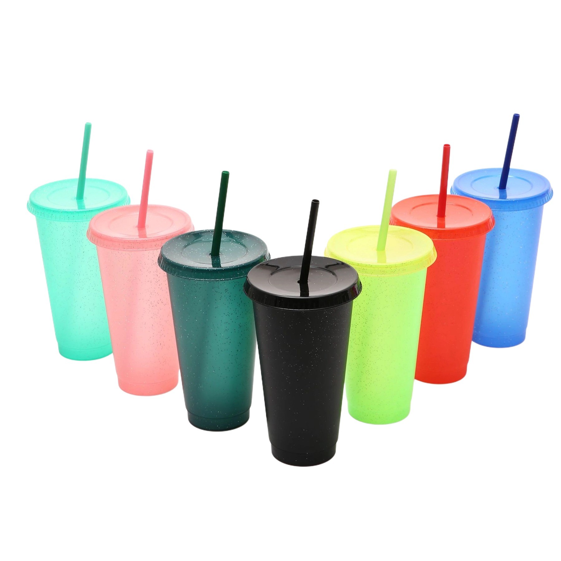 24 Oz. Reusable Plastic Wall Cup With Lid And Straw 8