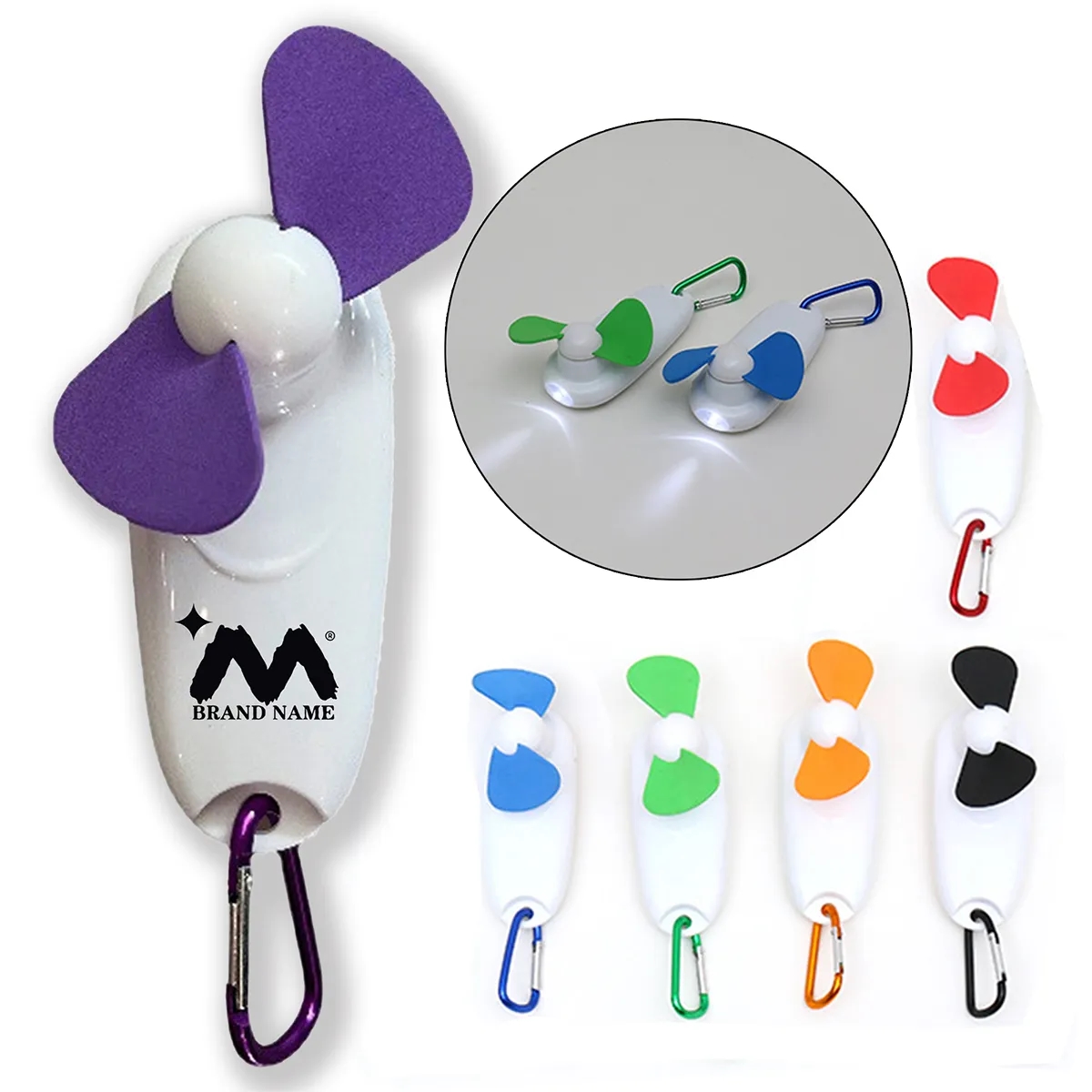 2 In 1 Portable Mini Led Handheld Cooling Fan With Carabiner 2