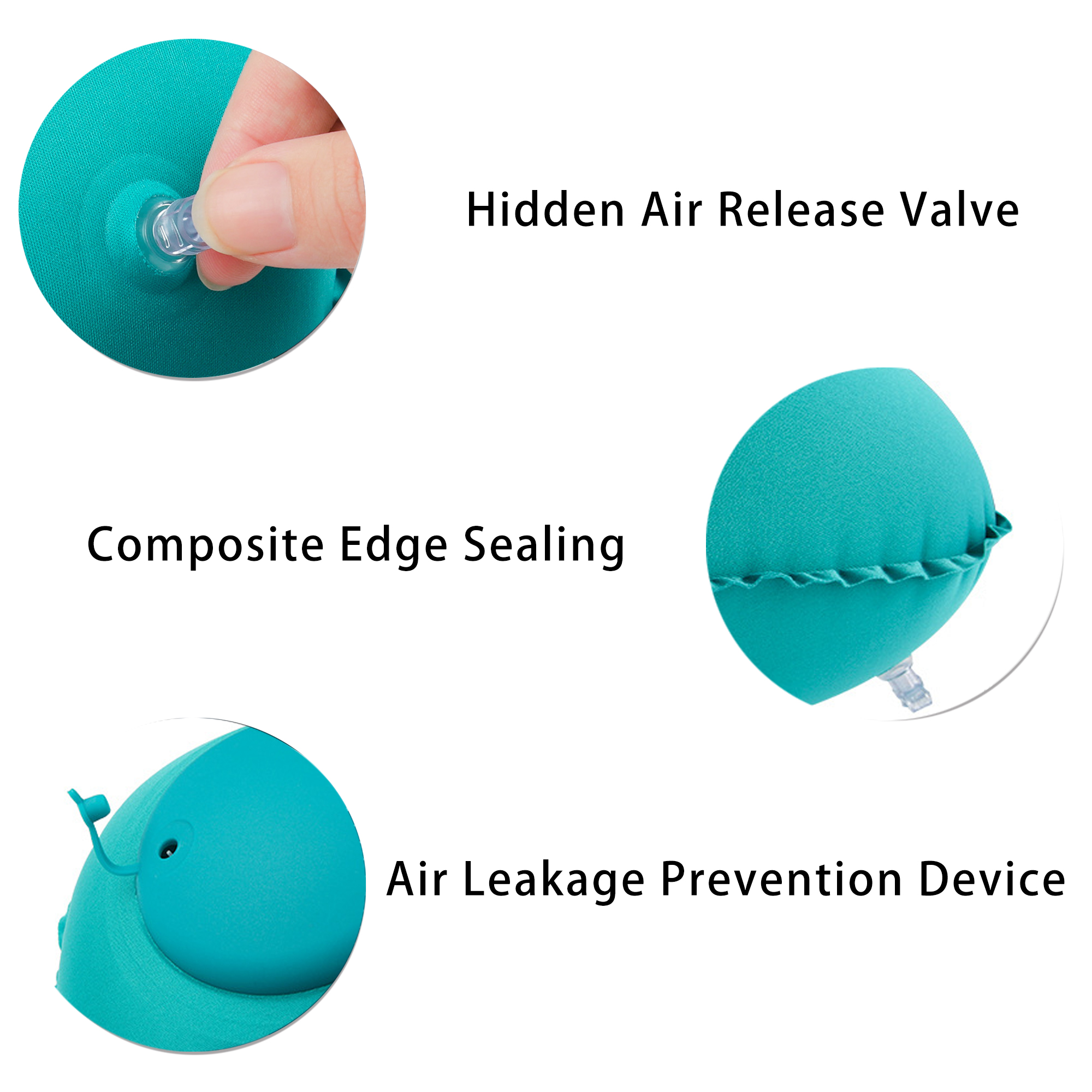 Press-to-Inflate Portable Flocked Square Pillow 5