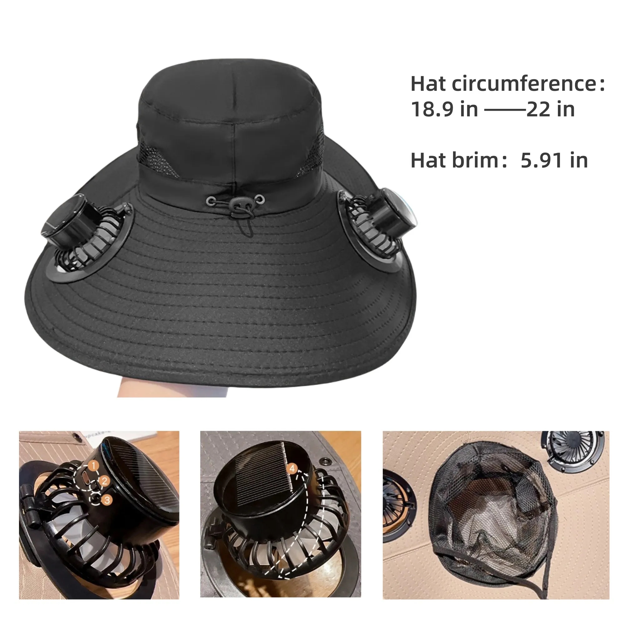 Summer Outdoor Sun Hat with Cooling Fan for Corporate Events 4