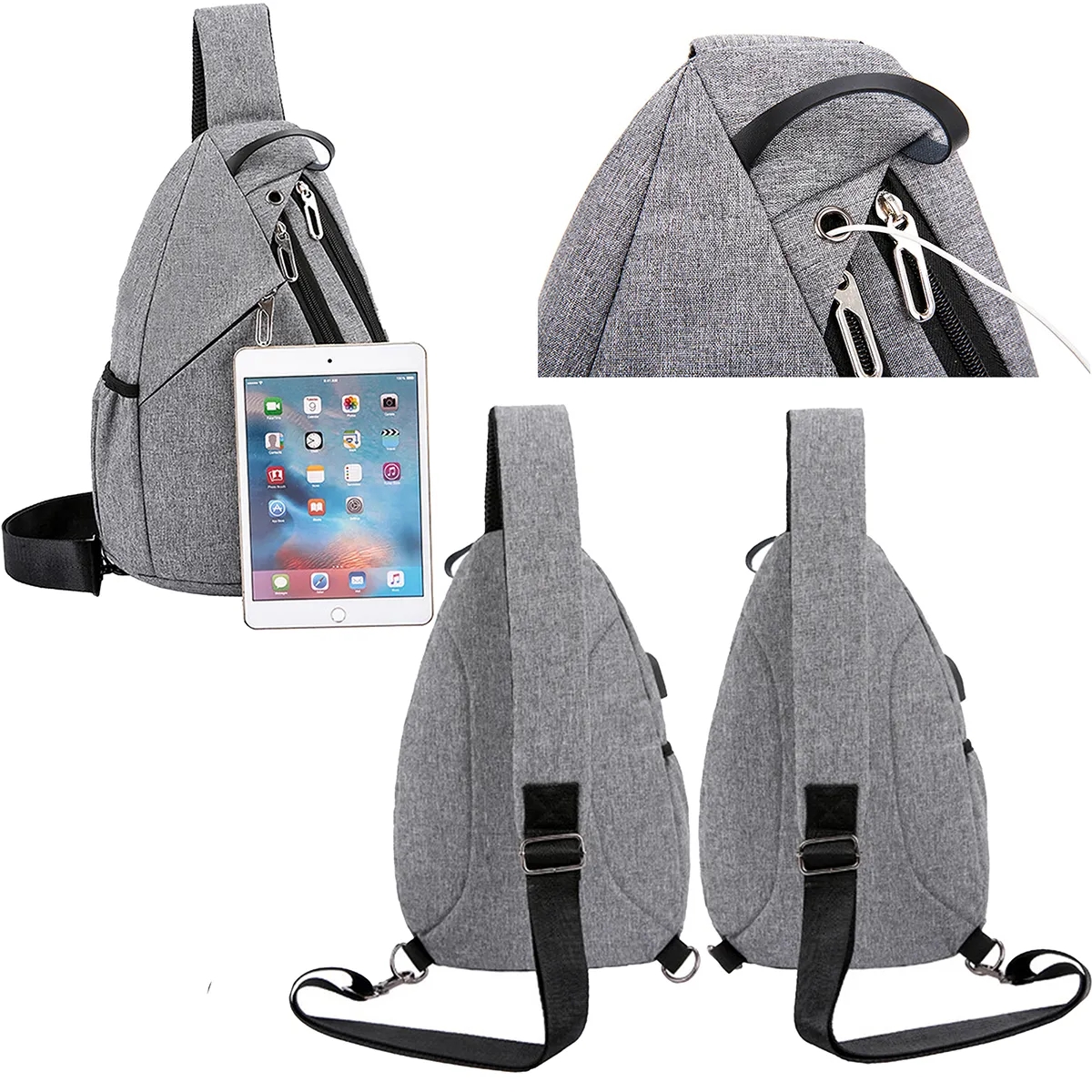 Lightweight Travel Sling Bag Crossbody With USB Charging 3