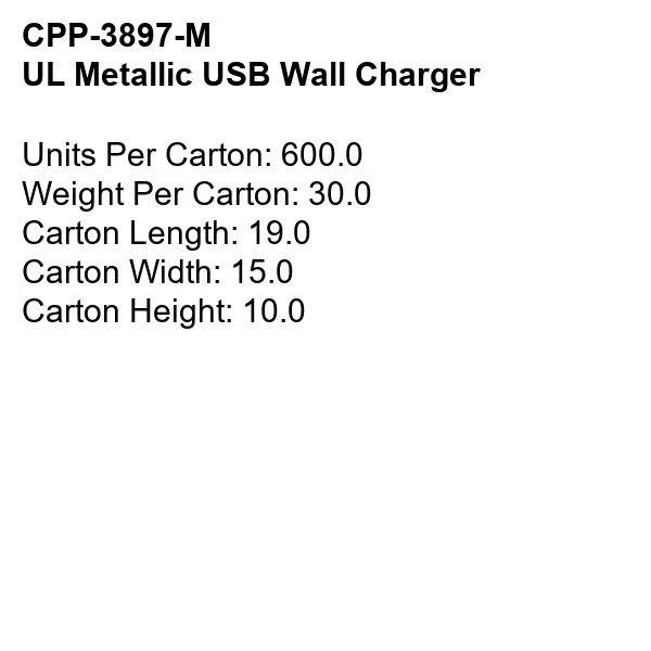 UL Metallic USB Wall Charger 14