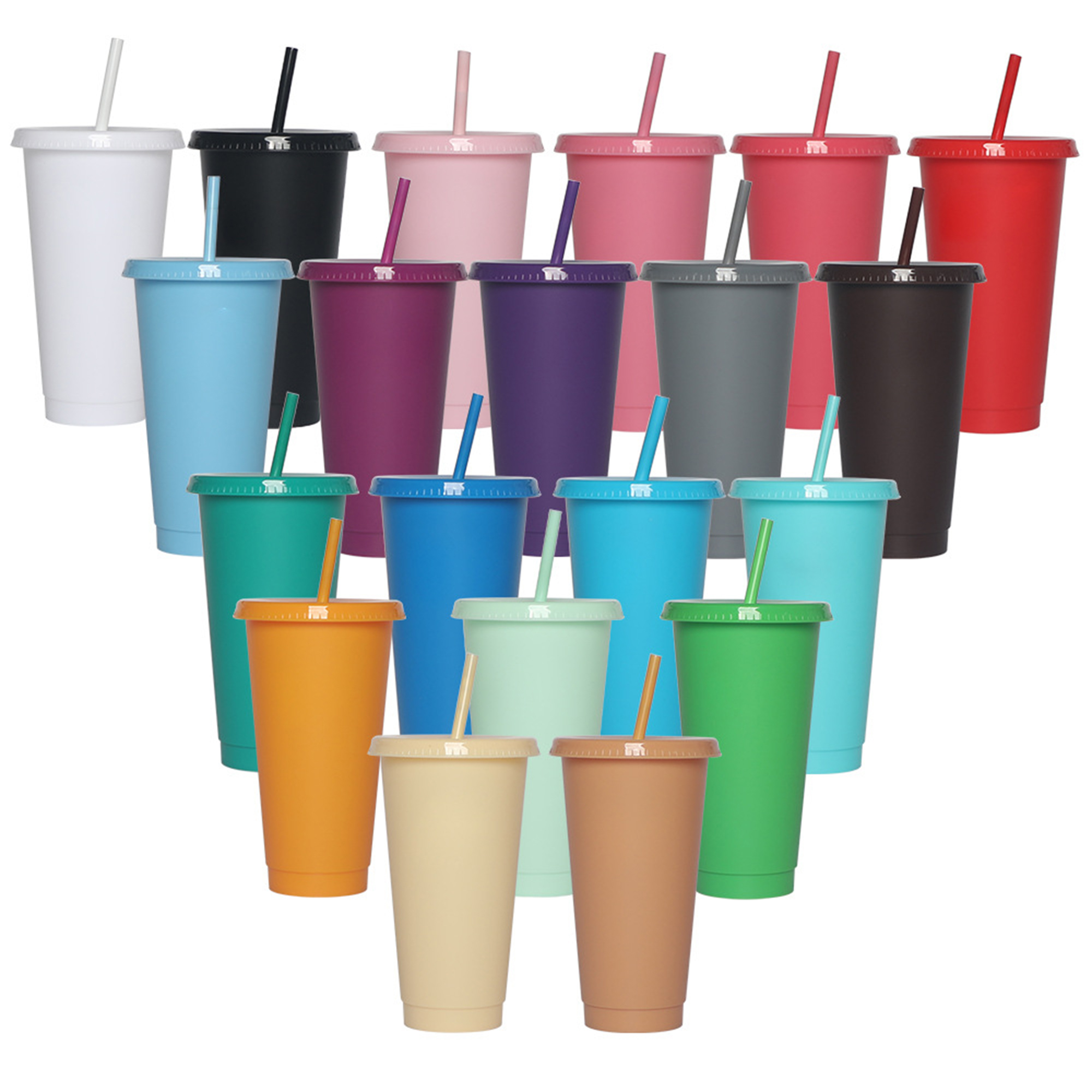 Plastic Straw Cup with Flat Lid 4