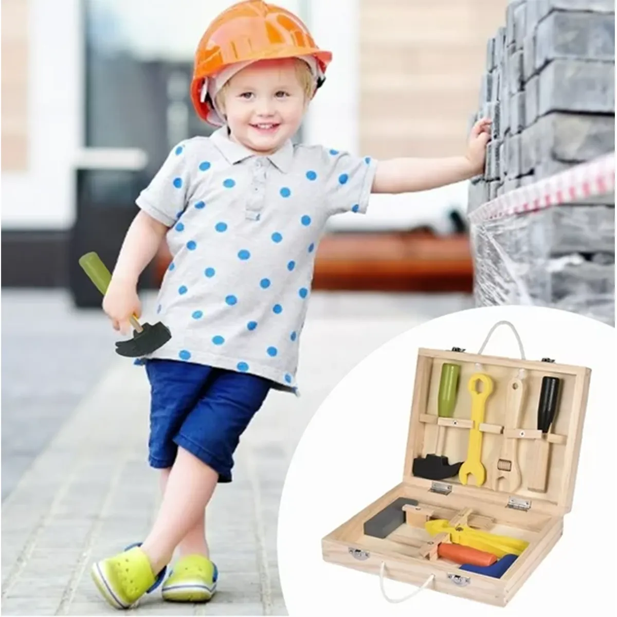 Funny Educational Wooden Maintenance Combination Tool Kit 3
