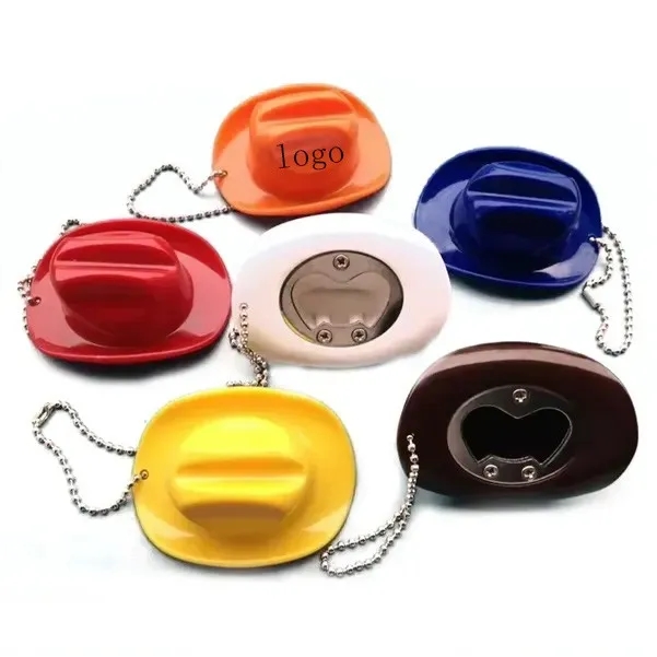 Plastic Cowboy Hat Bottle Opener Keychain 8