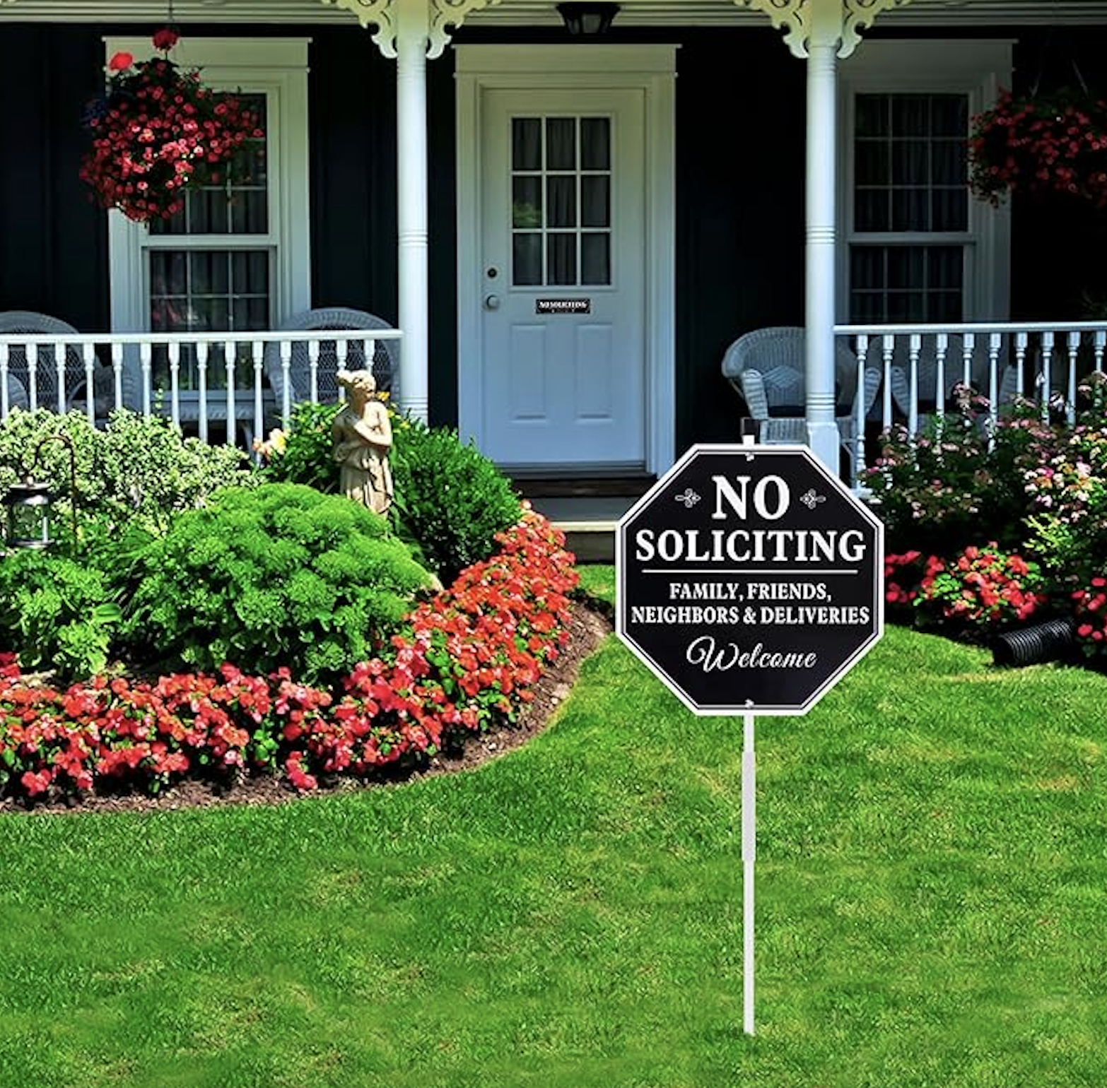 No Soliciting Sign For House/Aluminum No Soliciting Yard Sign/Stake 2