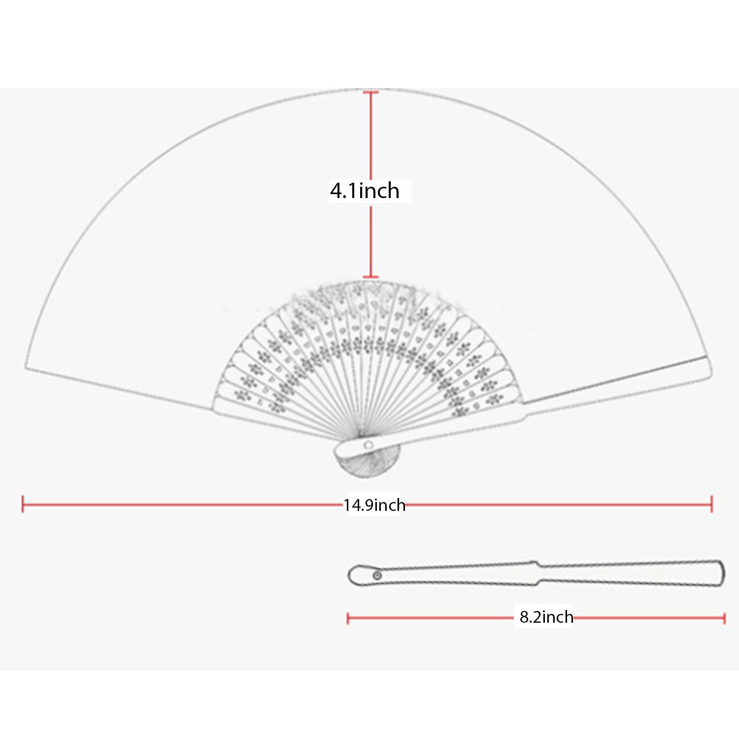 Bamboo Polyester Double-Sided Fabric Foldable Handheld Fan 2