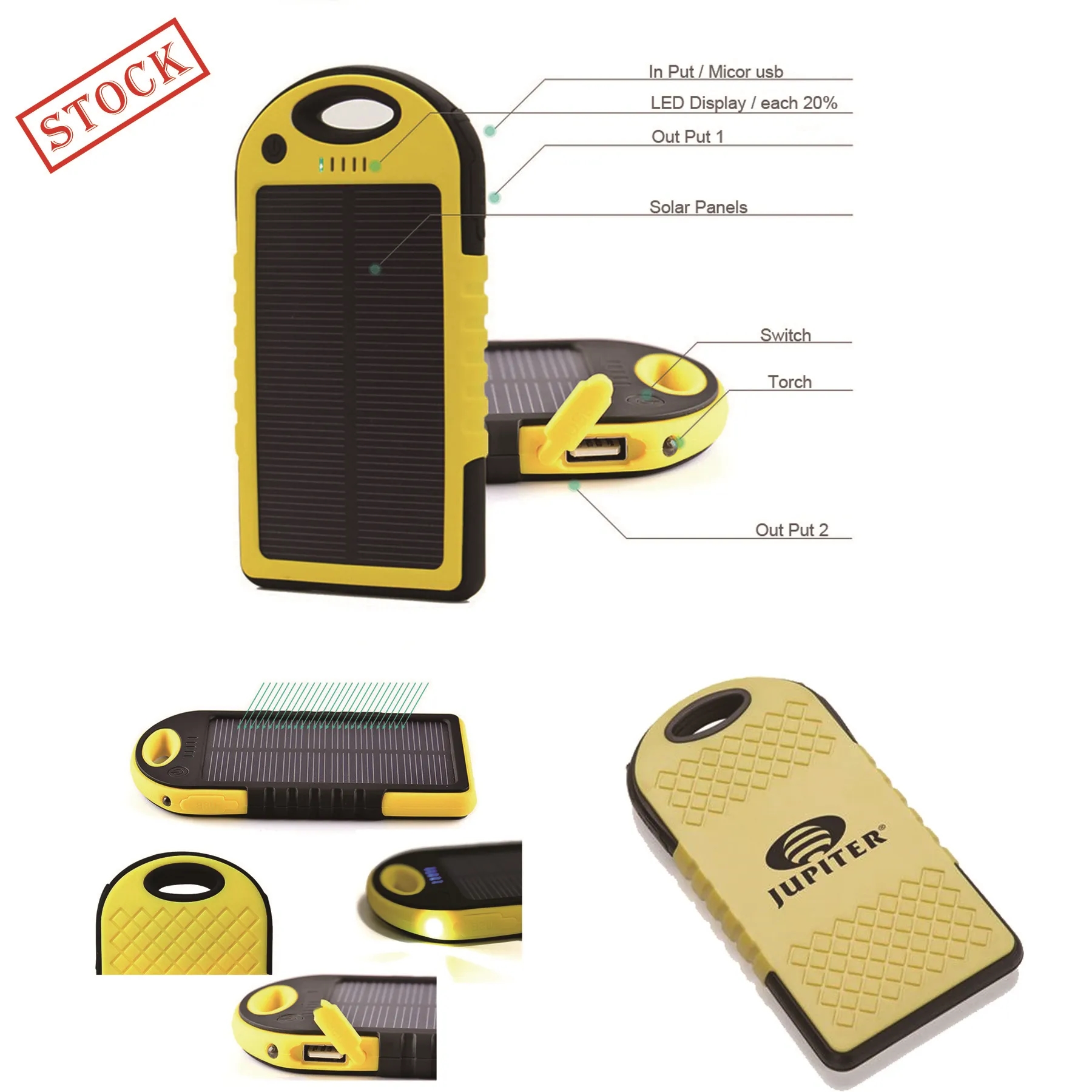 Fast Shipping! 5000mAh Cell Phone Custom Solar Charger 5