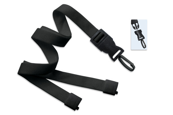 5/8" Blank Detachable Lanyard w/D-tach Plastic Swivel Hook (Black) 2
