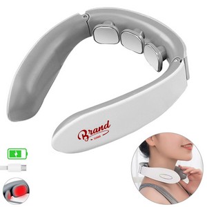 White Rechargeable Electric Neck Massager With Heat Therapy 8