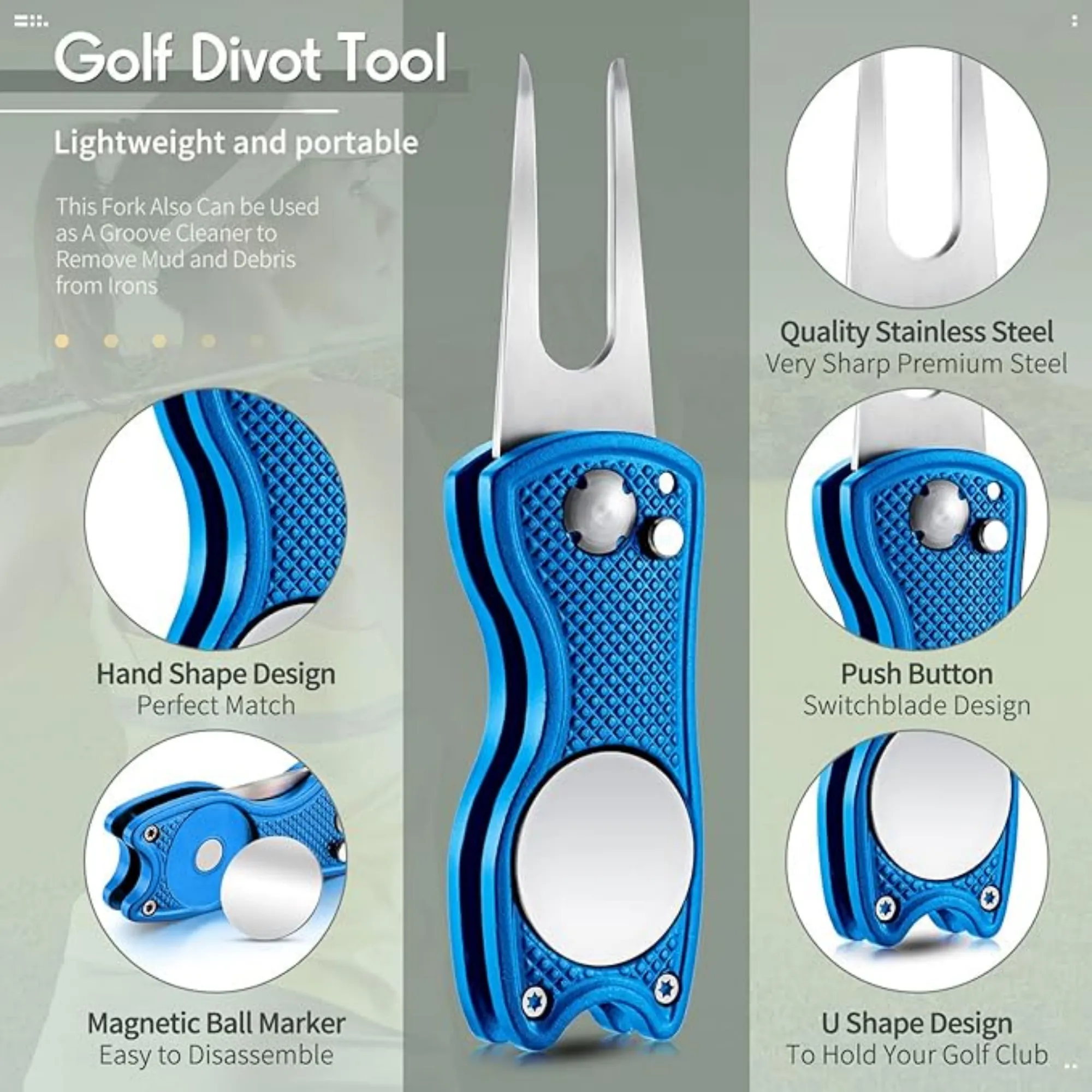 Golf Divot Repair Tool Metal Foldable Golf Divot Tool 5