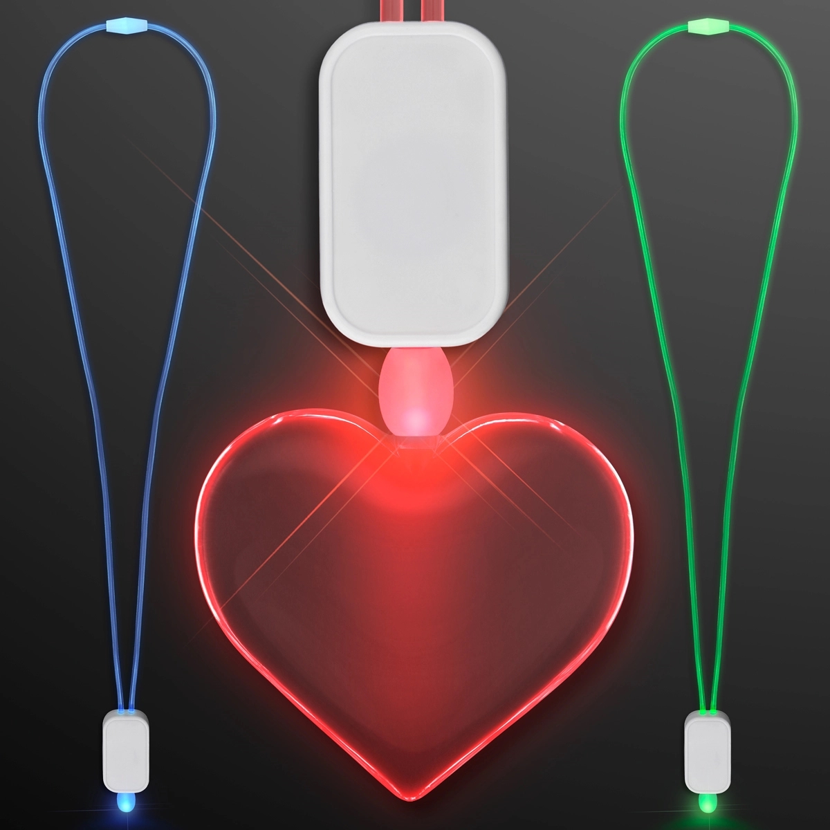 LED Neon Lanyards with Acrylic Heart Pendant 3