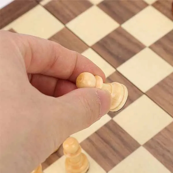 Wood Chess With Folding Board Desktop Game Set 5