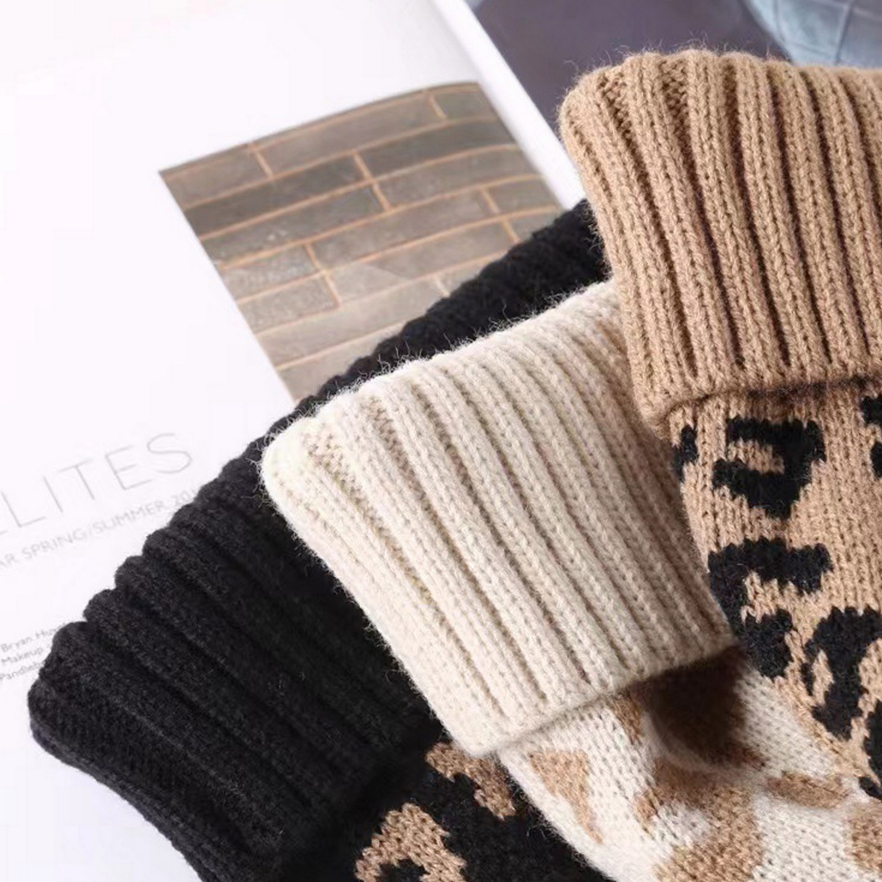 Leopard Print Knitted Pom Woolen Hat 2