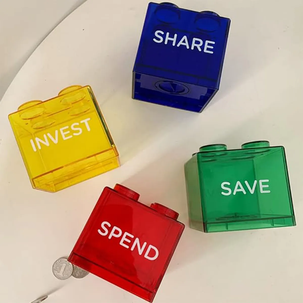 Unique Educational Durable Clear Plastic Coin Savings Jar 6