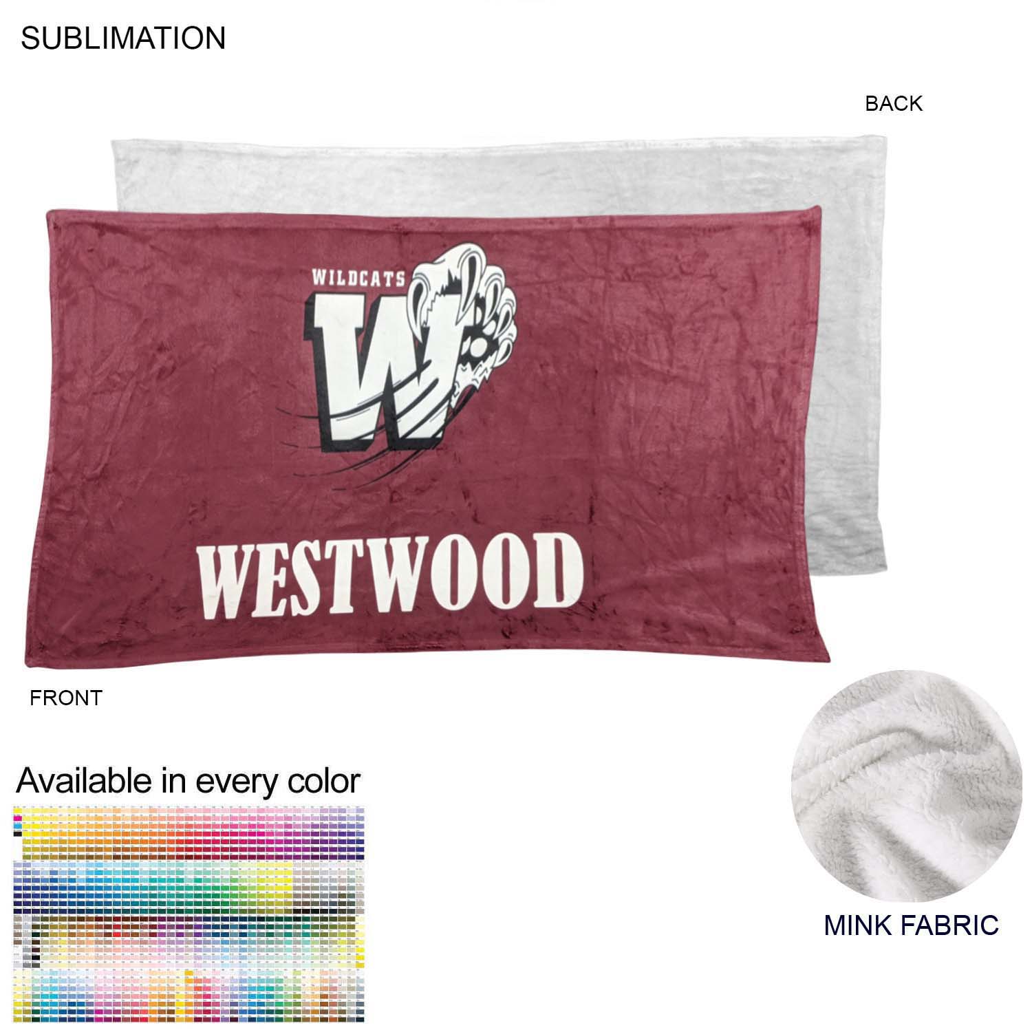 Plush and Cozy Mink Flannel Fleece Blanket, 30x60, Sublimated Edge to Edge 1 side 2