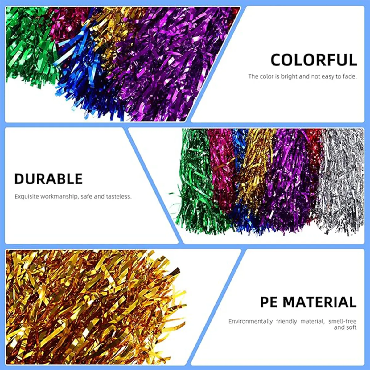 Portable Colorful Cheerleading Pom With Plastic Handle 4