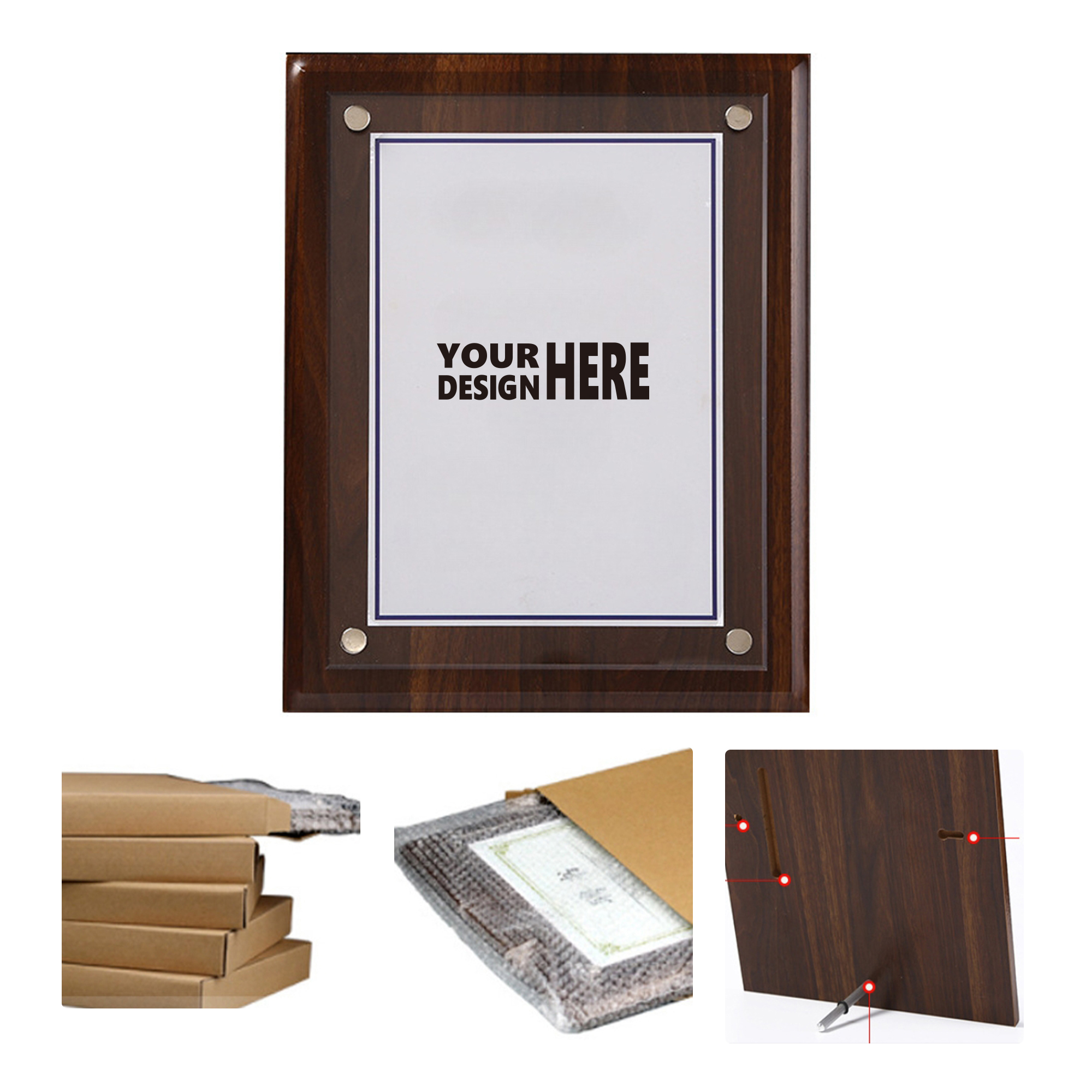 MOQ50 Wooden Acrylic Award Plaque With Custom Logo 2