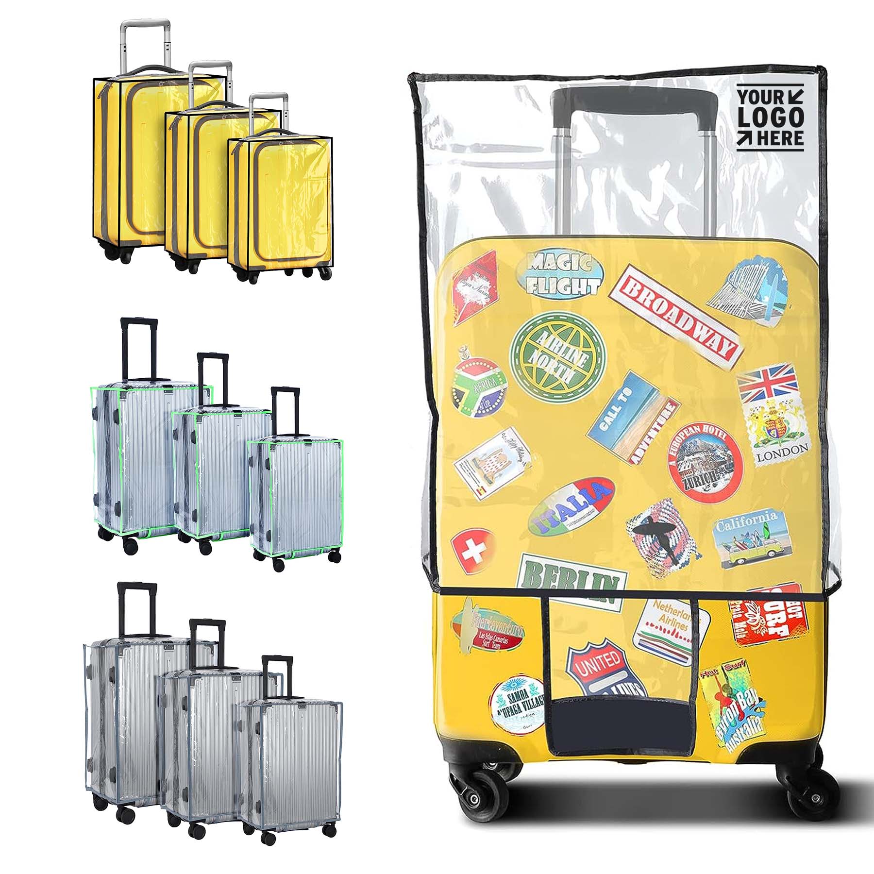 3 Pieces Clear PVC Smooth Waterproof 20Inch Luggage Cover 2