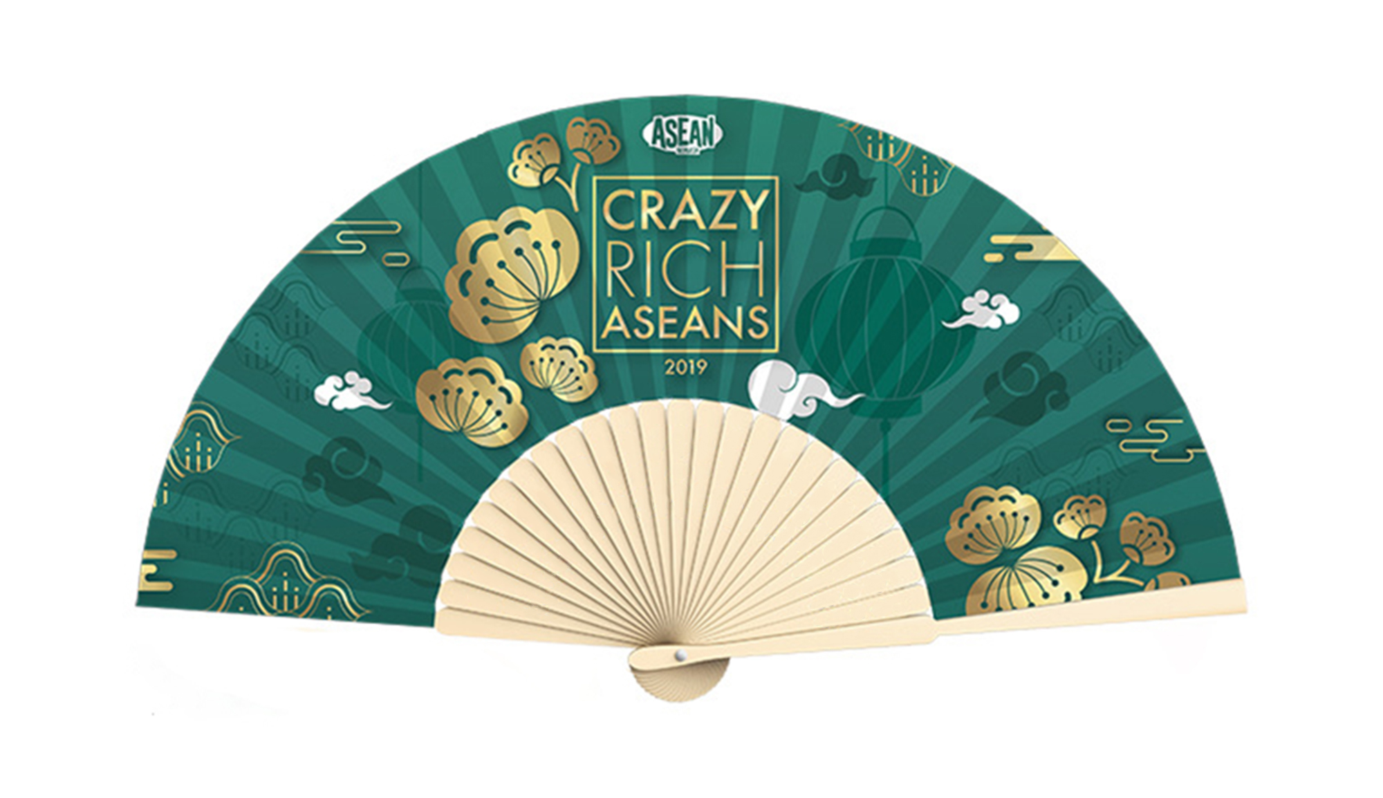 Fancy Bamboo Hand Fan - Full Color 12