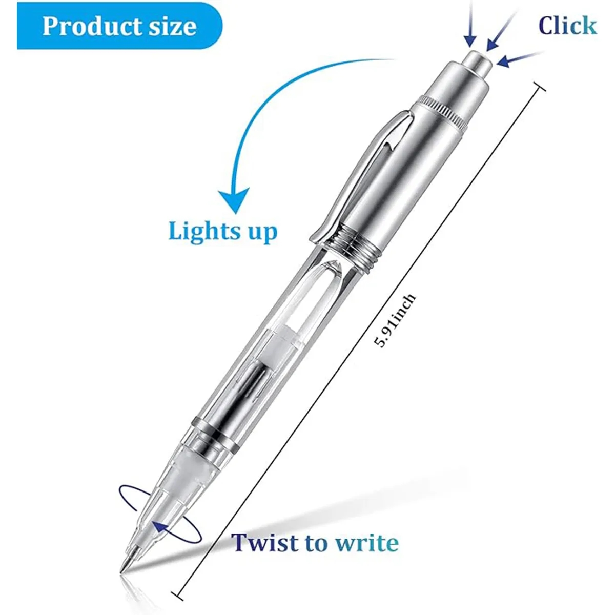2-in-1 Lighted Tip LED Penlight Ballpoint Light-Up Pen 2