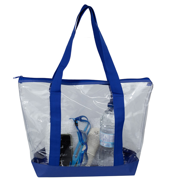 19"W x 13 ½"H x 6"Gusset - "BONDI" Jumbo Clear Zippered Tote Bag 12