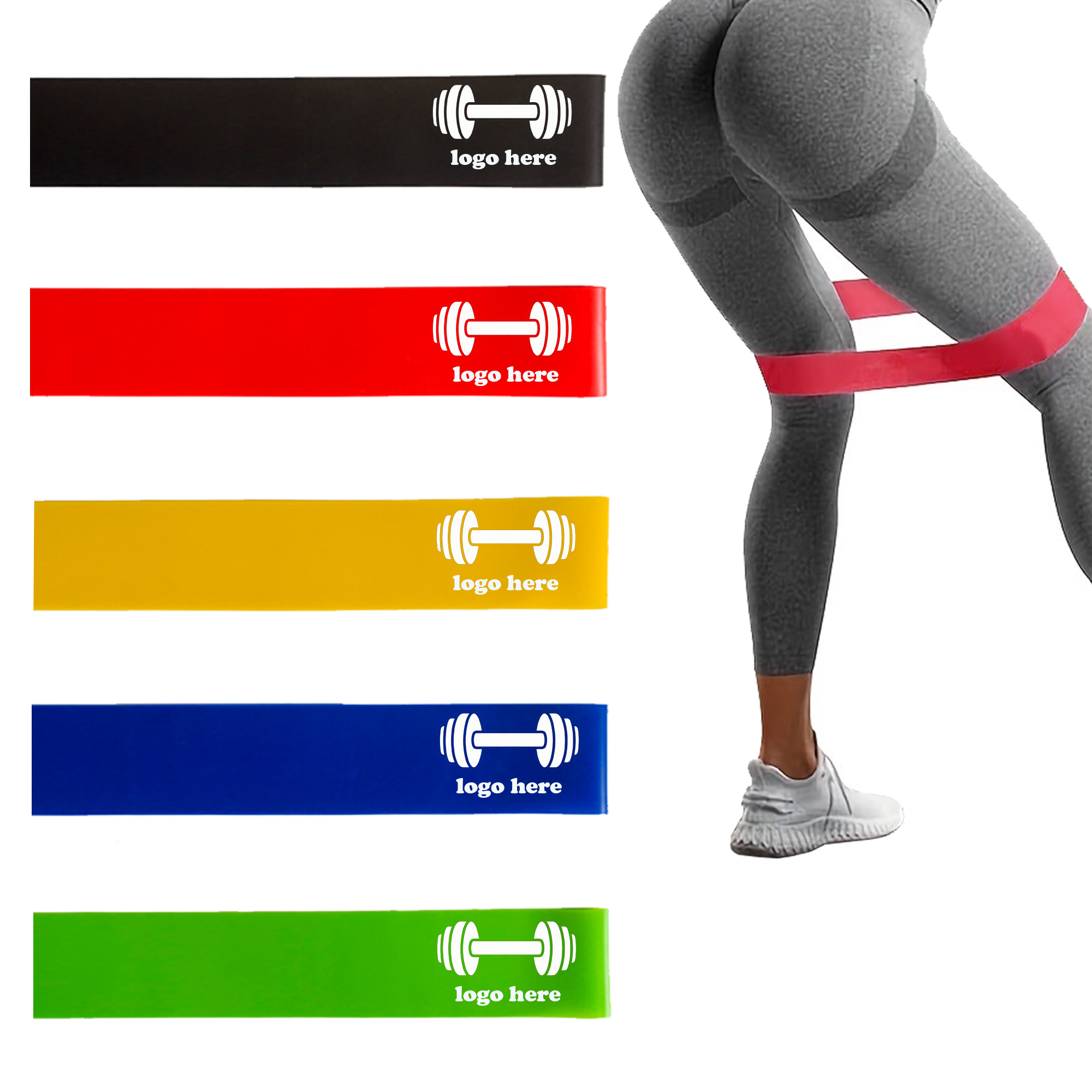 5 Strength Printed Exercise Loop Bands Set 3