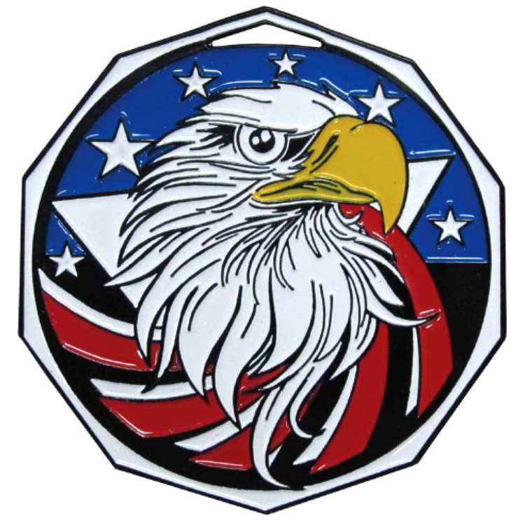 Eagle Decagon Colored Medallion (2")
