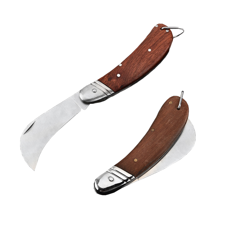Stainless Steel Folding Pocket Knife with Wooden Handle 4