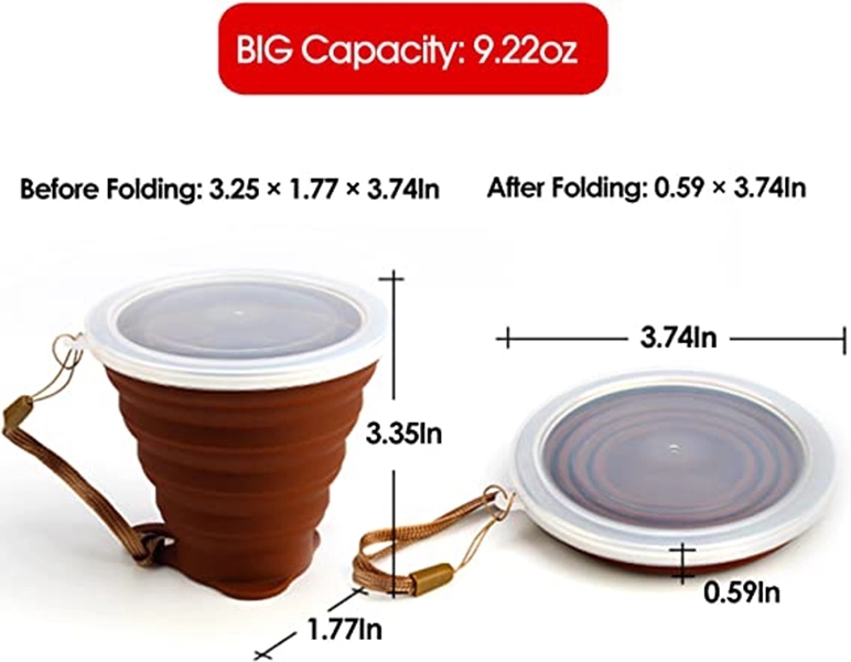 Silicone Folding Camping Cup with Lids 4