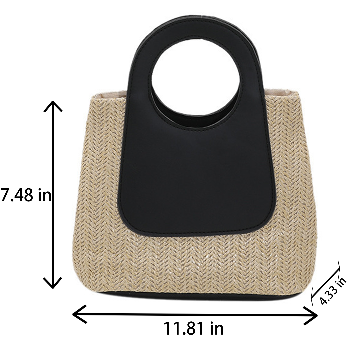 Retro color-blocking spliced straw bag 2