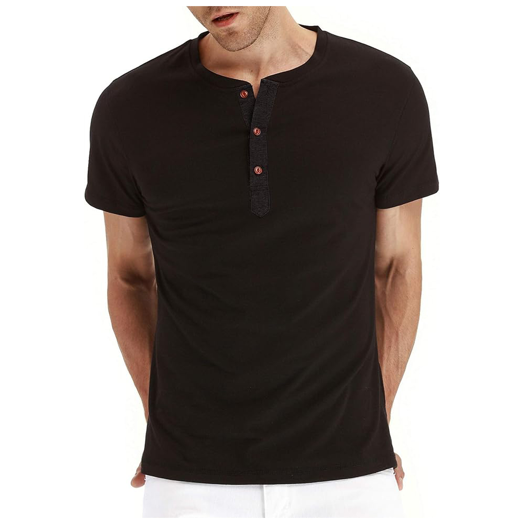 Men's Long Sleeve Henley Cotton T Shirts 19