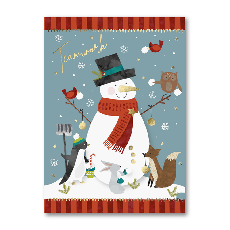 Snowman Building Holiday Card 2