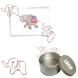 Animal Elephant Shaped Paper Clips In Tin Box 6