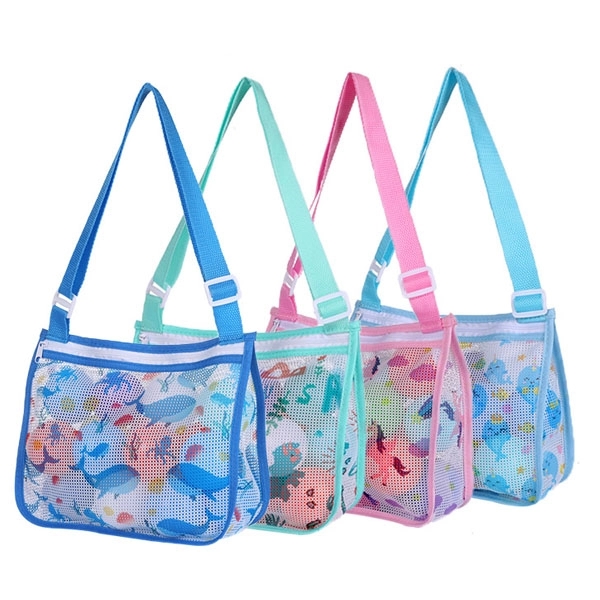 Summer Kids Mesh Beach Seashell Zipper Bag 7