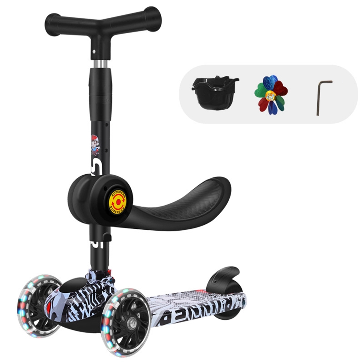 Foldable LED Flash 3 Wheel Racing Scooter 2