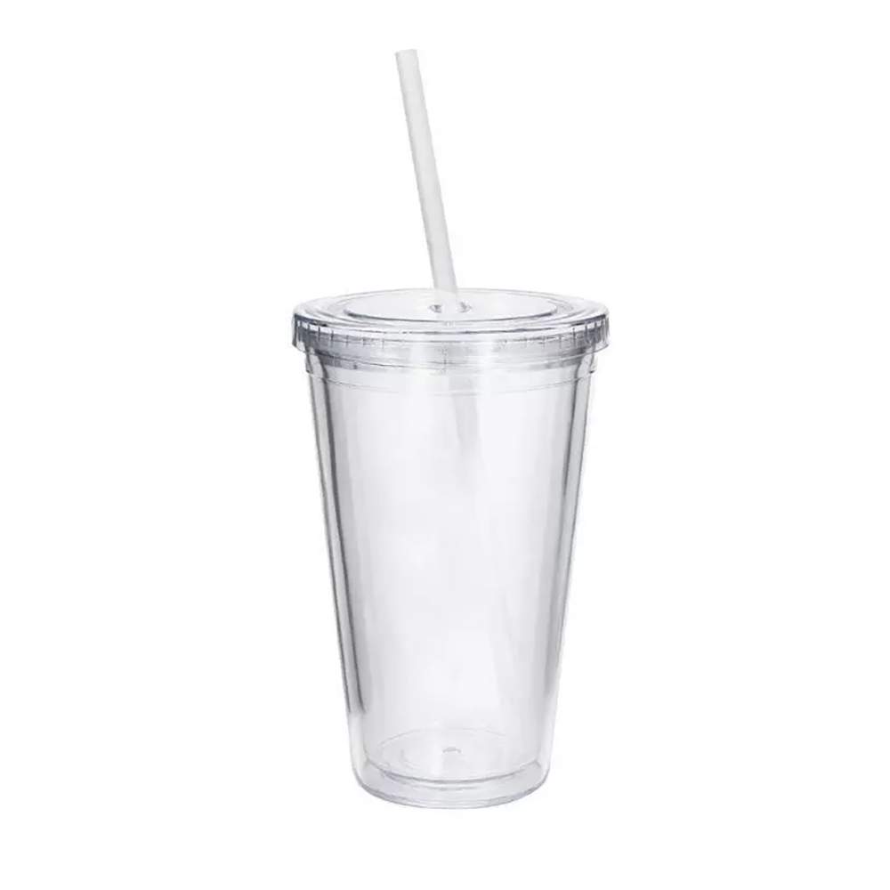 Double Plastic Cups with Lids and Straws 7
