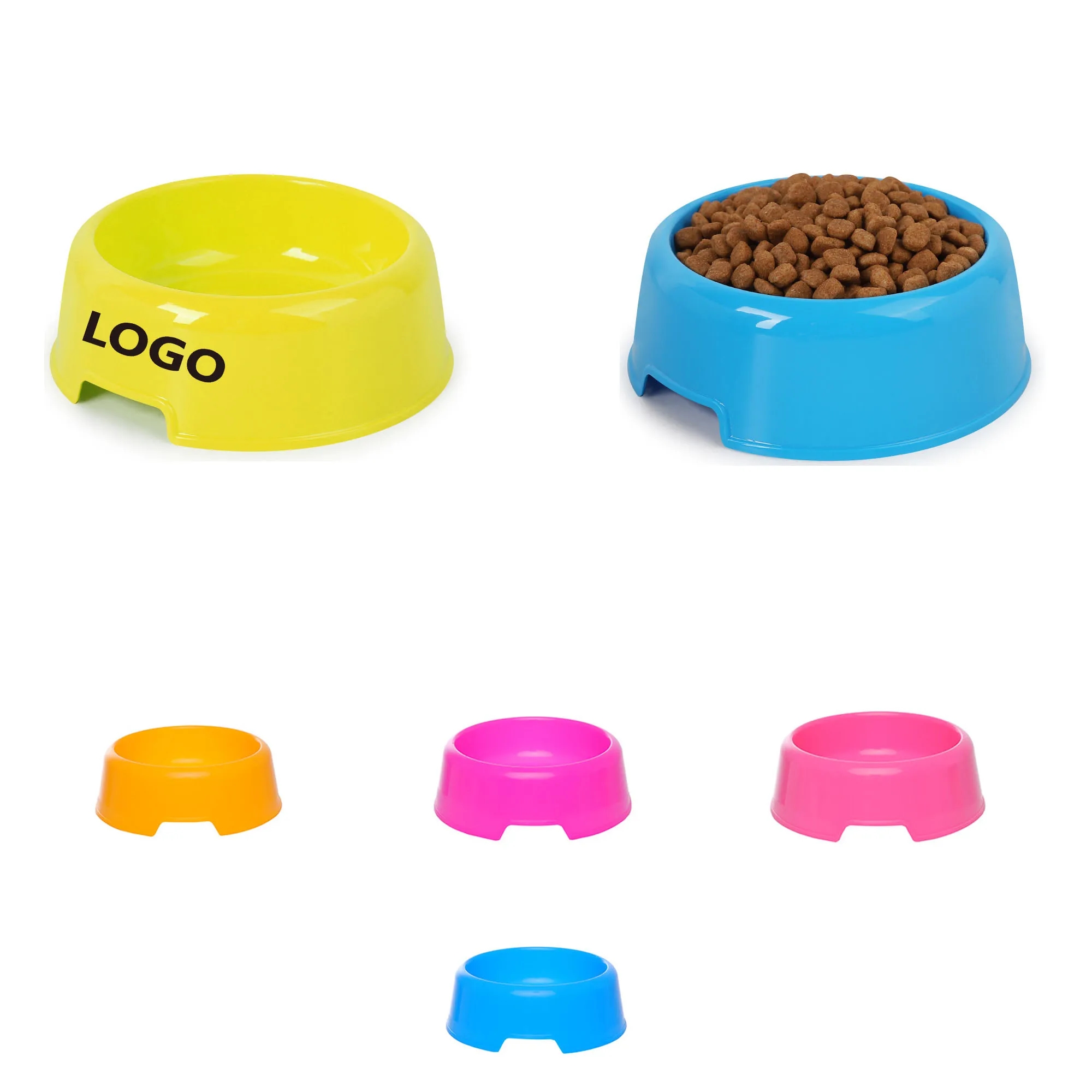 Solid Color Pet Bowls Candy-Colored Lightweight Plastic Sin 3