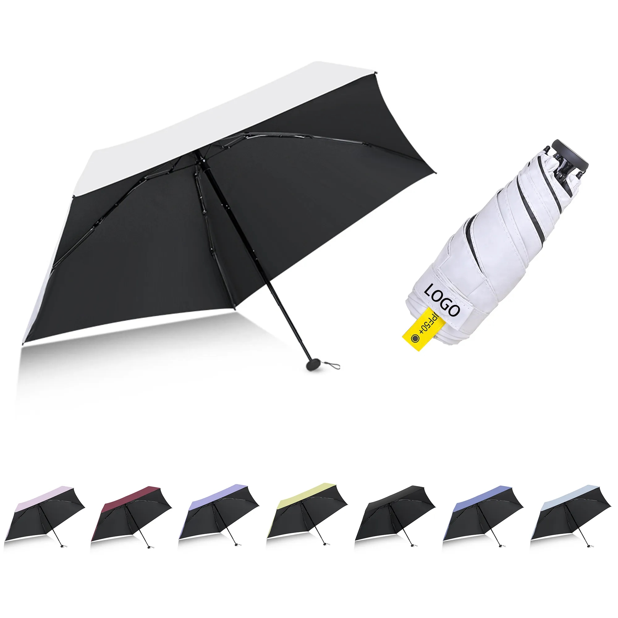 MOQ50 Mini Five-Fold Vinyl Folding Sun Umbrella 10