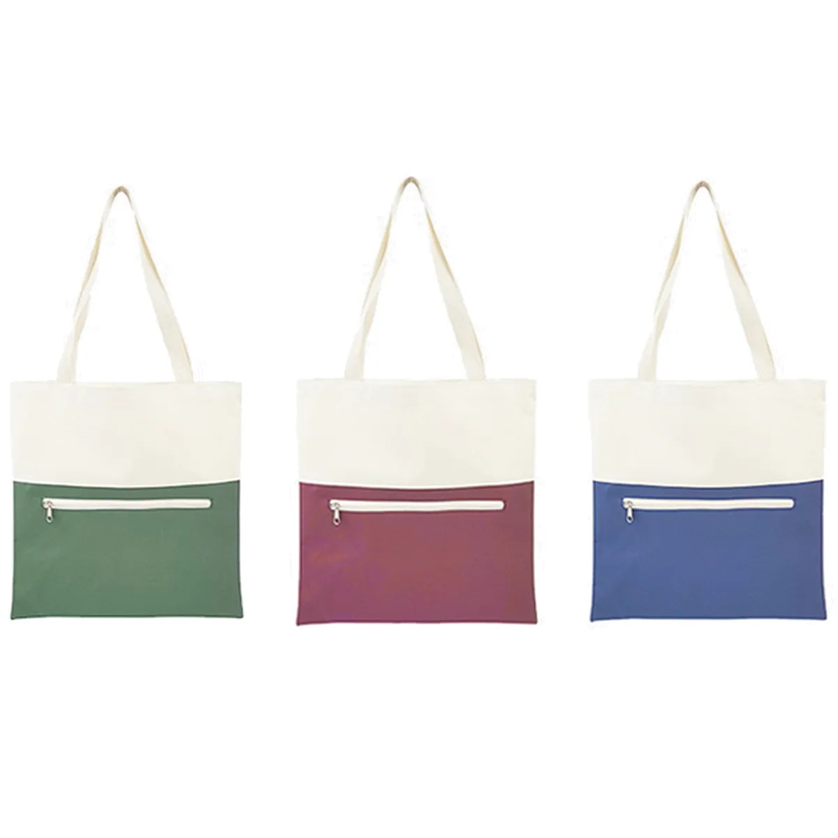 Canvas Tote Bag With An External Pocket W/ Zipper Closure, custom tote bag with logo imprint 3