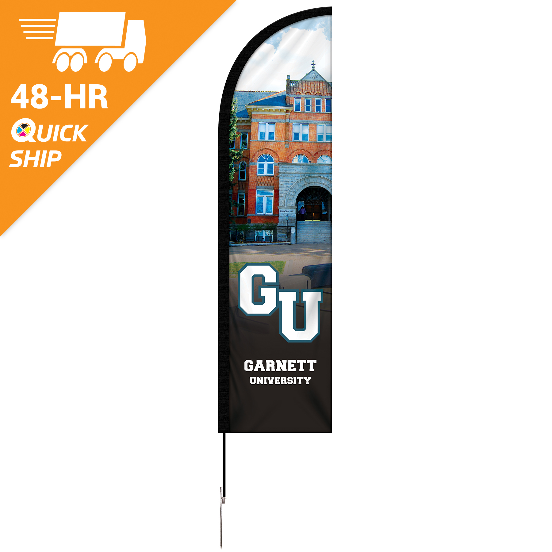48 - Hour 8' Single Reverse Half Drop Banner with Hardware Set 2