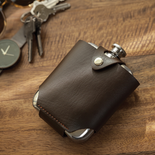Viski® Stainless Steel Flask and Traveling Case 1