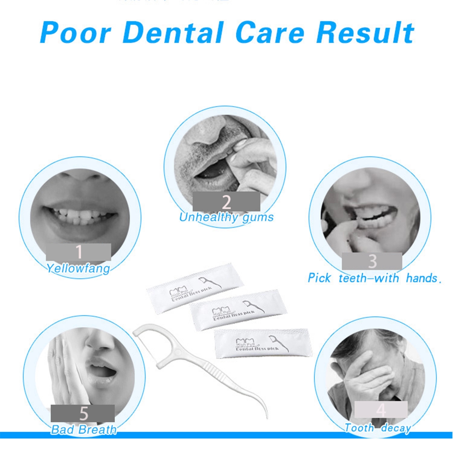 White Individually Packaged Dental Floss Sticks 2