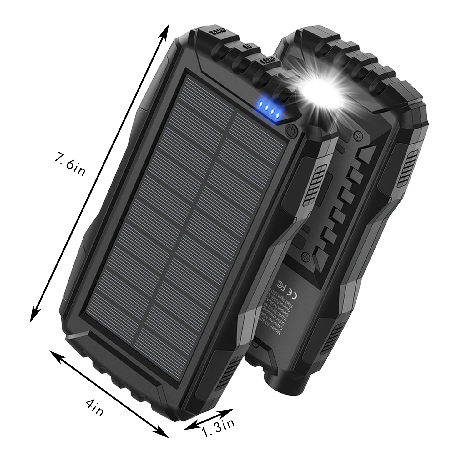 20000mAh LED Flashlight Fast Charging Solar Power Bank 4
