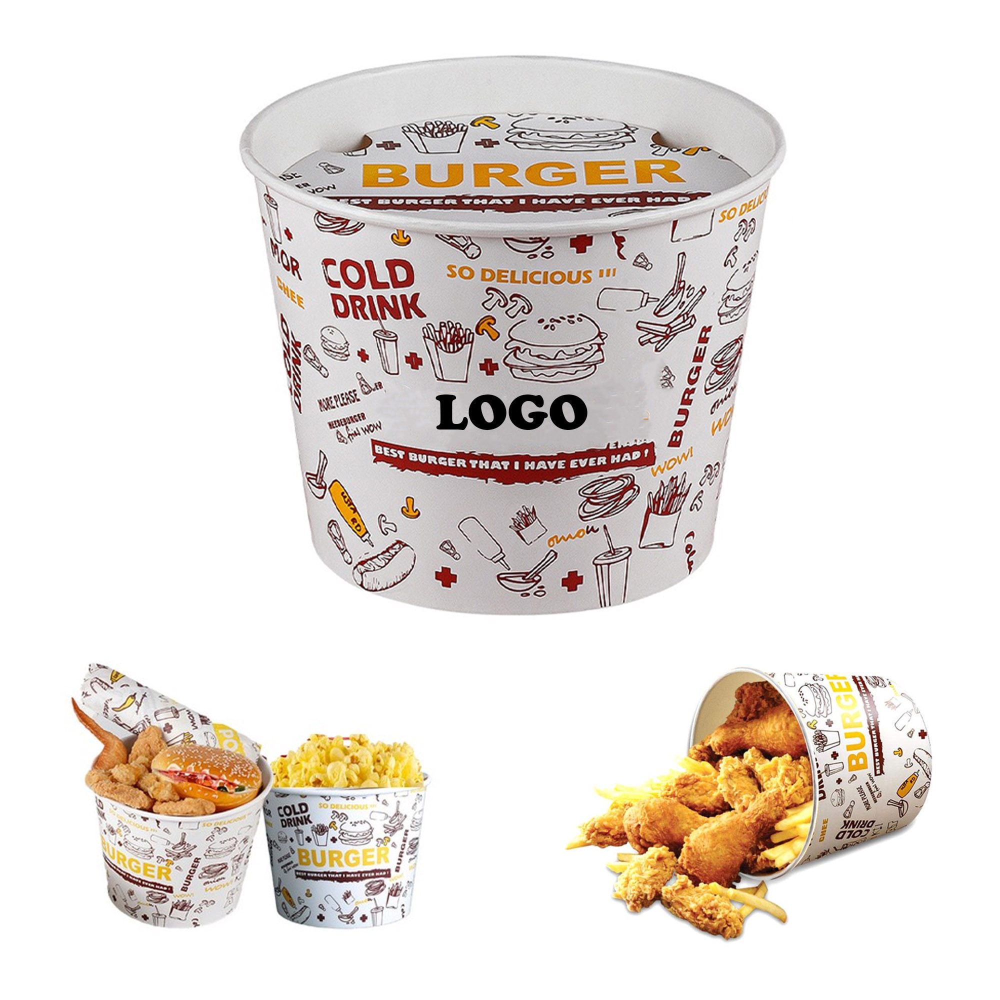 MOQ 500 pcs 85 Oz Printed Food Pail 2