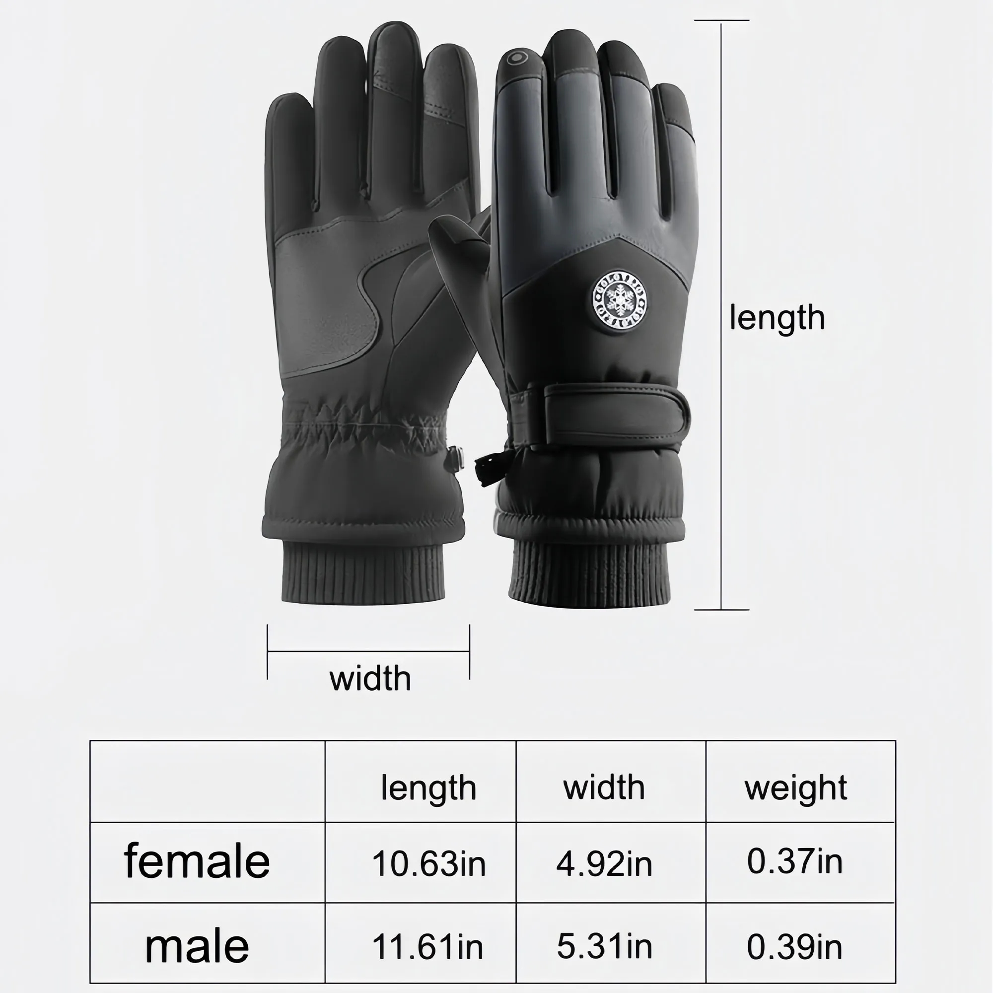 Water Resistant Winter Ski Gloves Touchscreen Thermal Unisex 3
