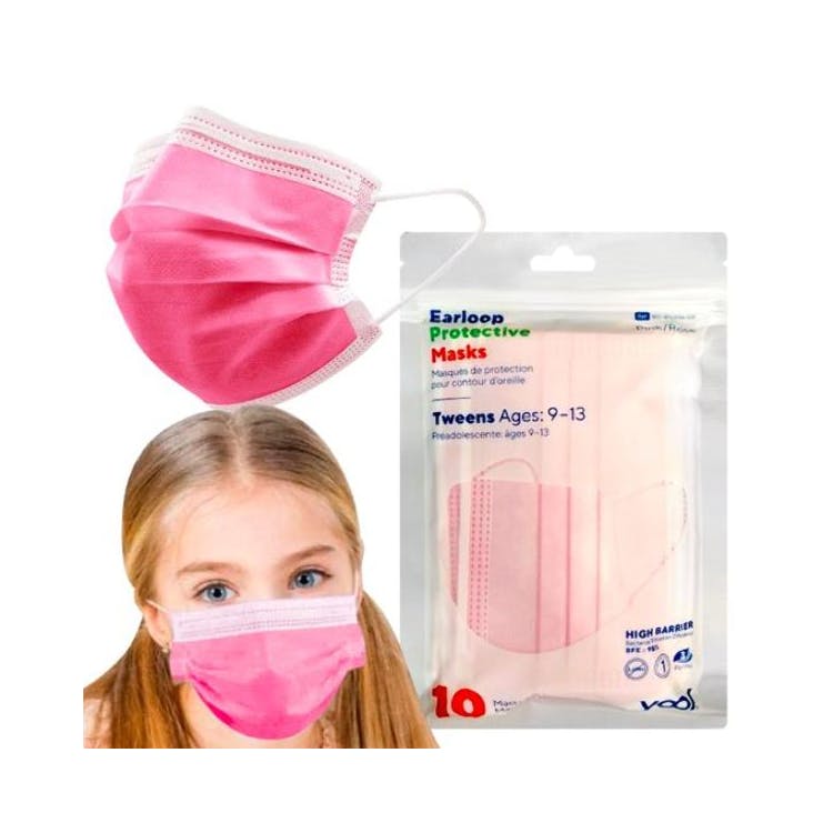 Kids' Disposable Face Masks - Pink 10 Pack 3-Ply 2