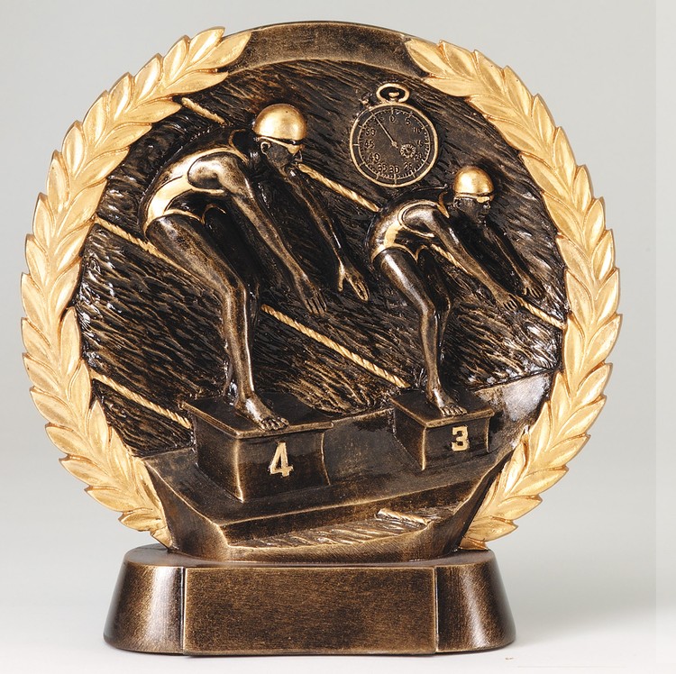 Swimming Female High Relief Circular Plate Award 2