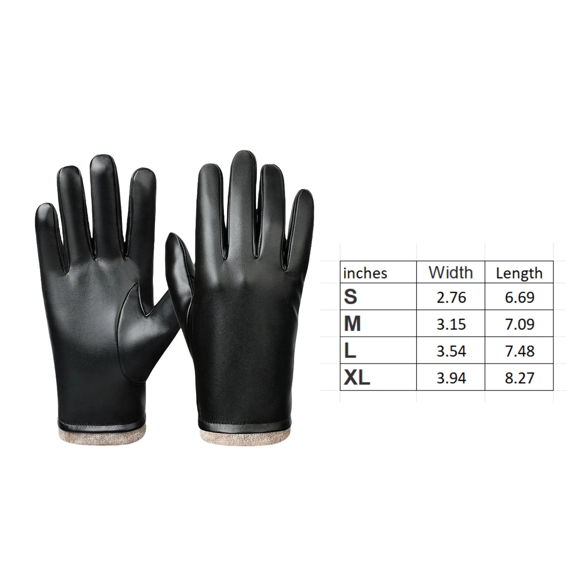 Winter PU Leather Gloves With Wool Lining 7